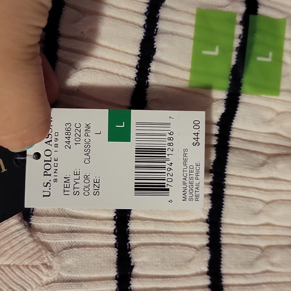 Classic Pink U.S. Polo V-Neck Sweater - Picture 3 of 4